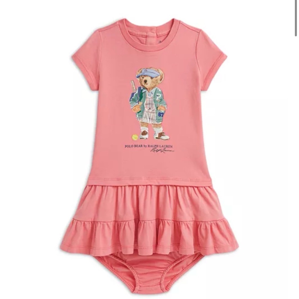 Ralph Lauren Pink Polo Bear Ruffle Dress